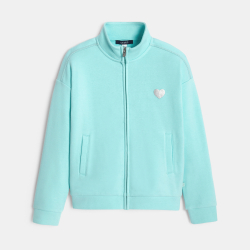 سويت شيرت سادة برقبة عالية باللون الأزرق للفتيات